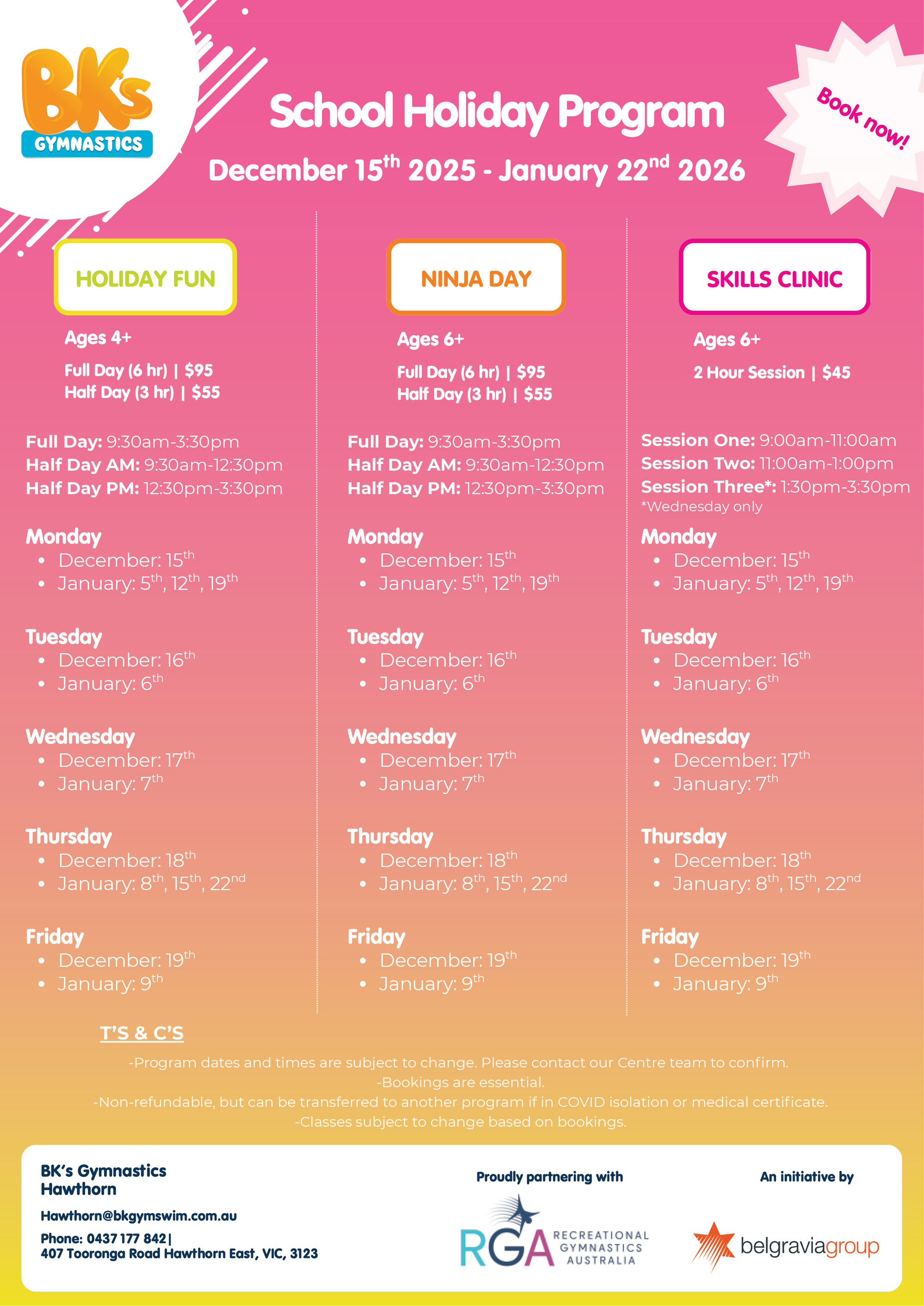 BK Gymnastics Holiday Program at Bialik