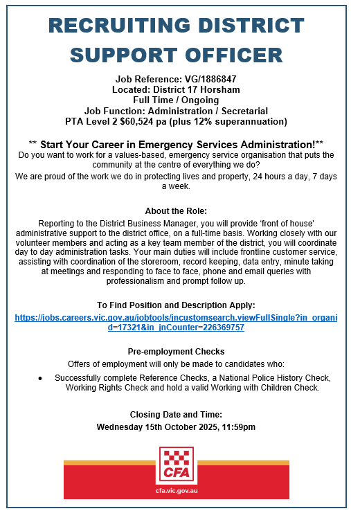 CFA District Support Officer Position