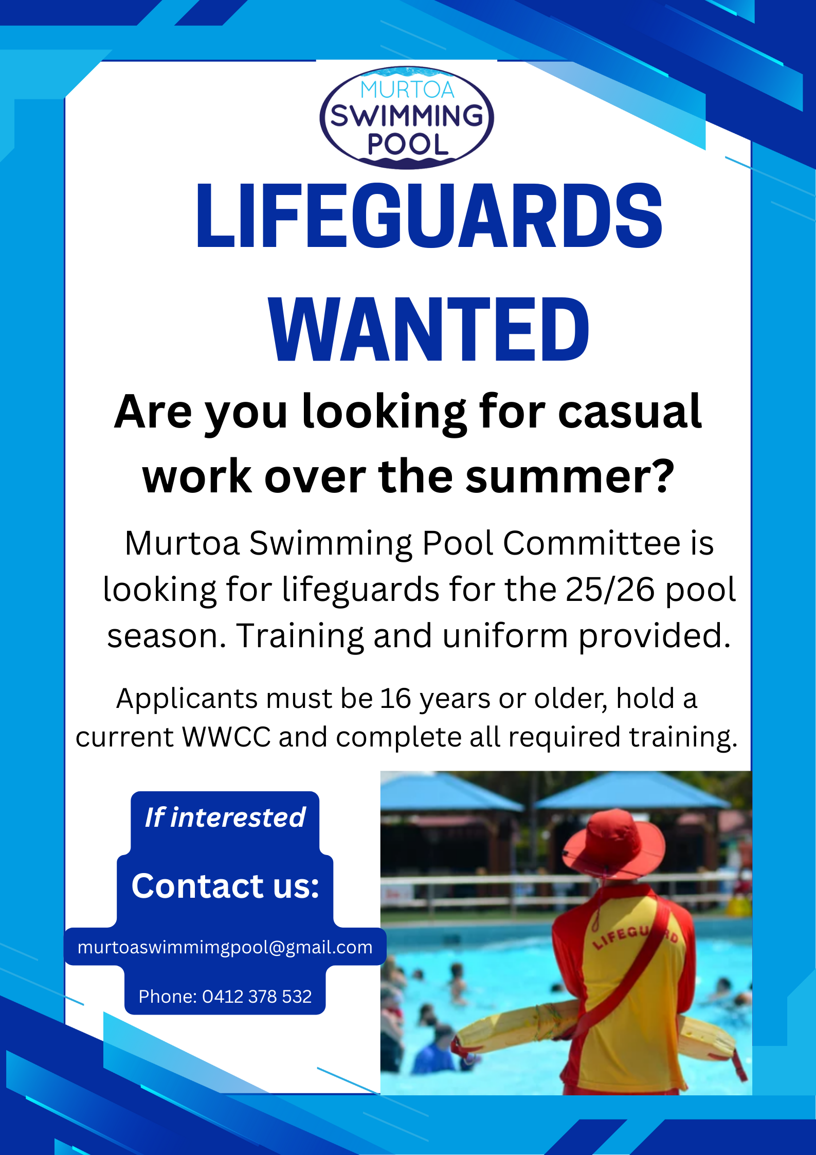 Murtoa Pool Lifeguard Wanted