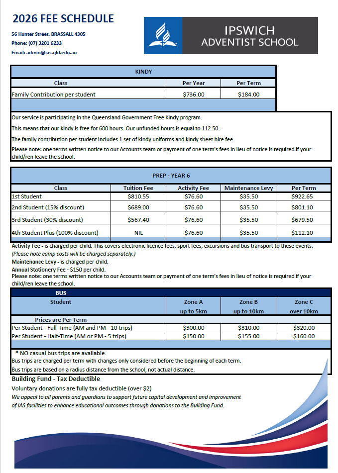 2026 Fee Schedule