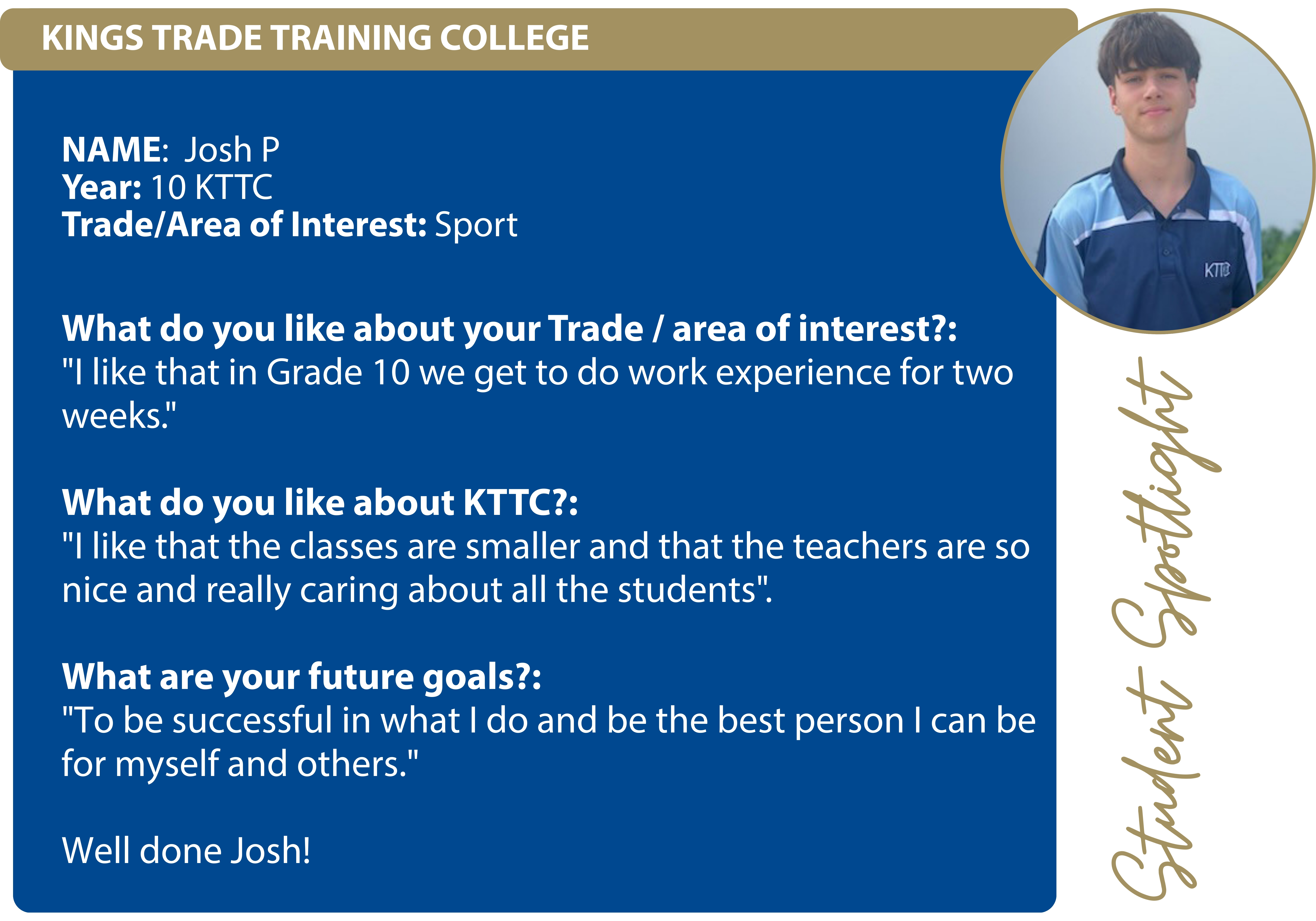 Student Spotlight - Josh P