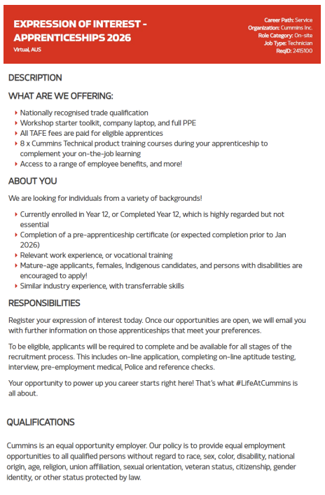 Cummins Apprenticeships