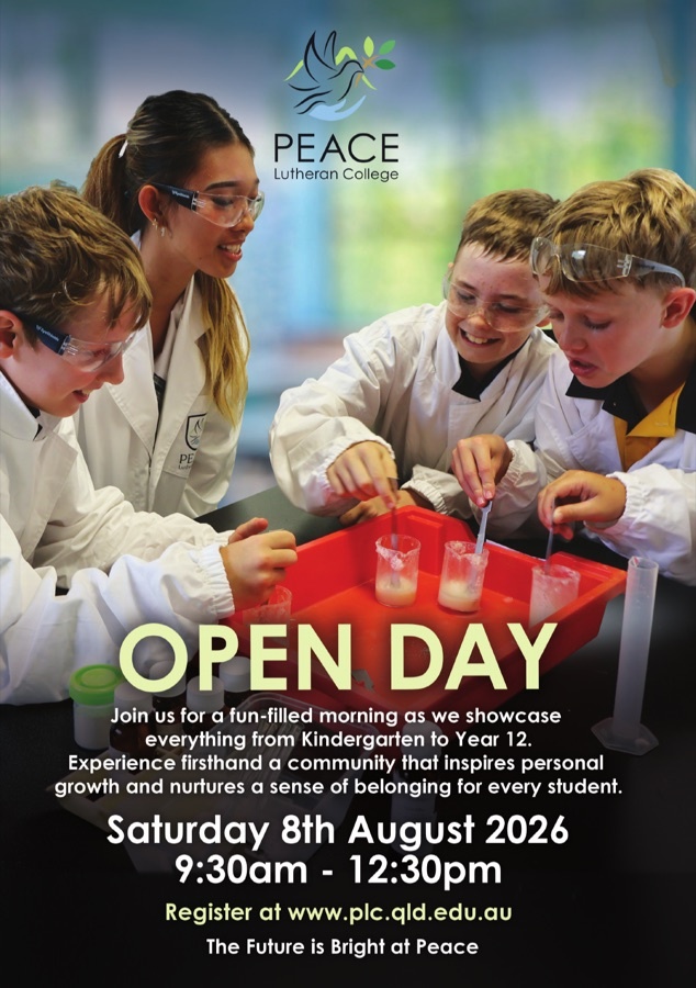 Peace Lutheran College Open Day 2026 flyer