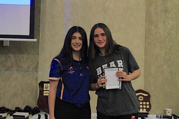 U14 JPL Best and Fairest Poppy Smith with Jasmyn Boutzos,
