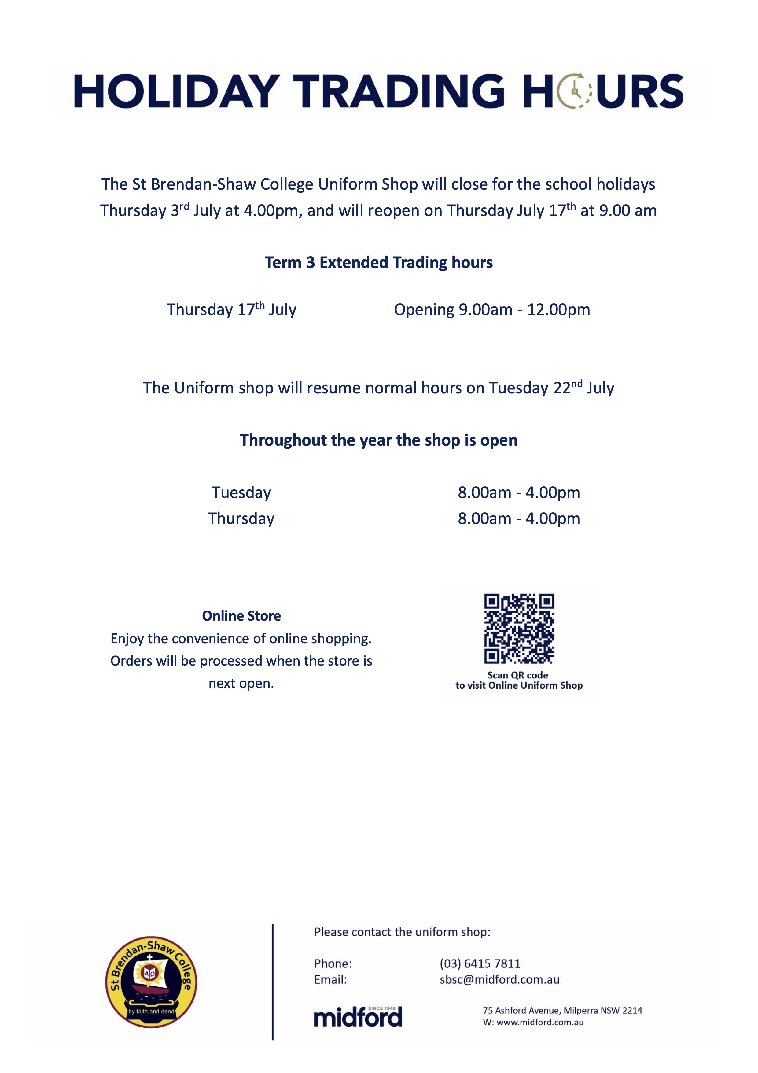 Holiday Trading Hours