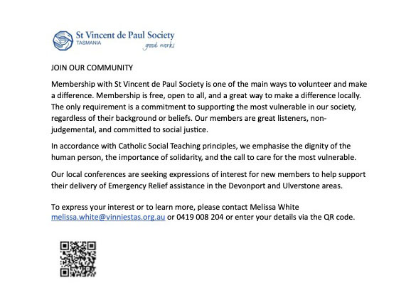 St Vincent de Paul Society Emergency Relief EOI