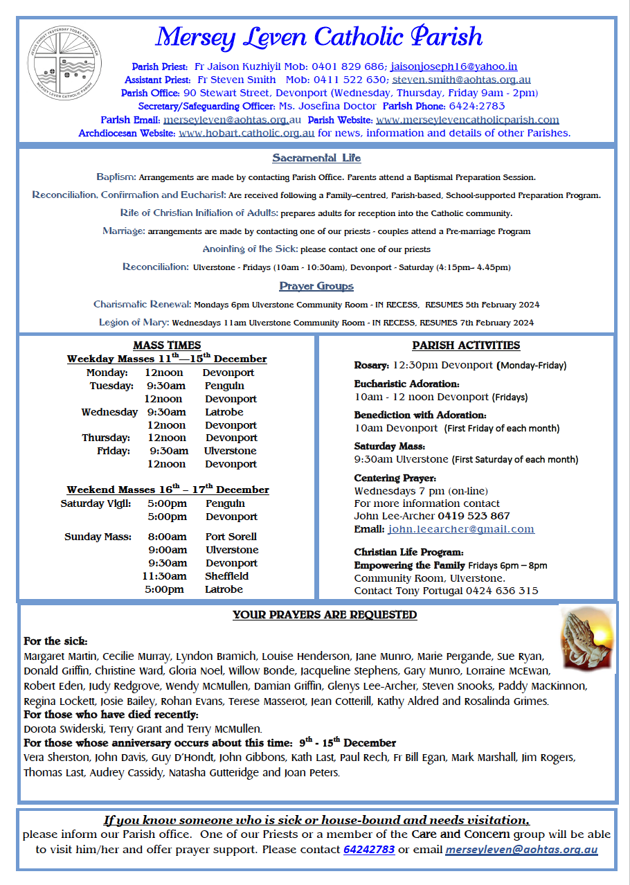 Mersey Leven Catholic Parish News
