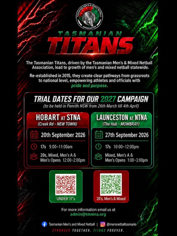 Tasmanian Titans State Netball Trials