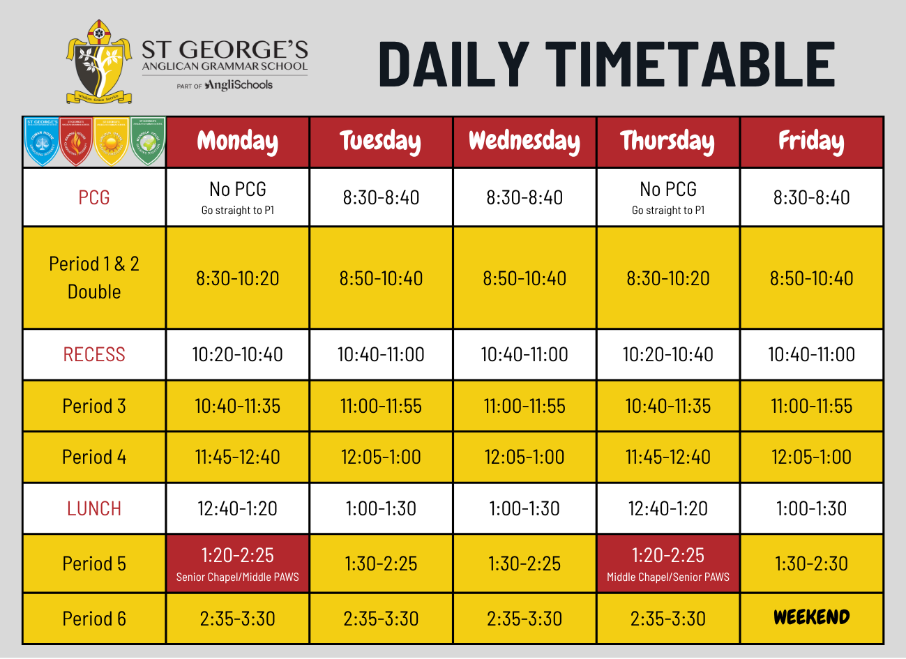 2026 School Timetable