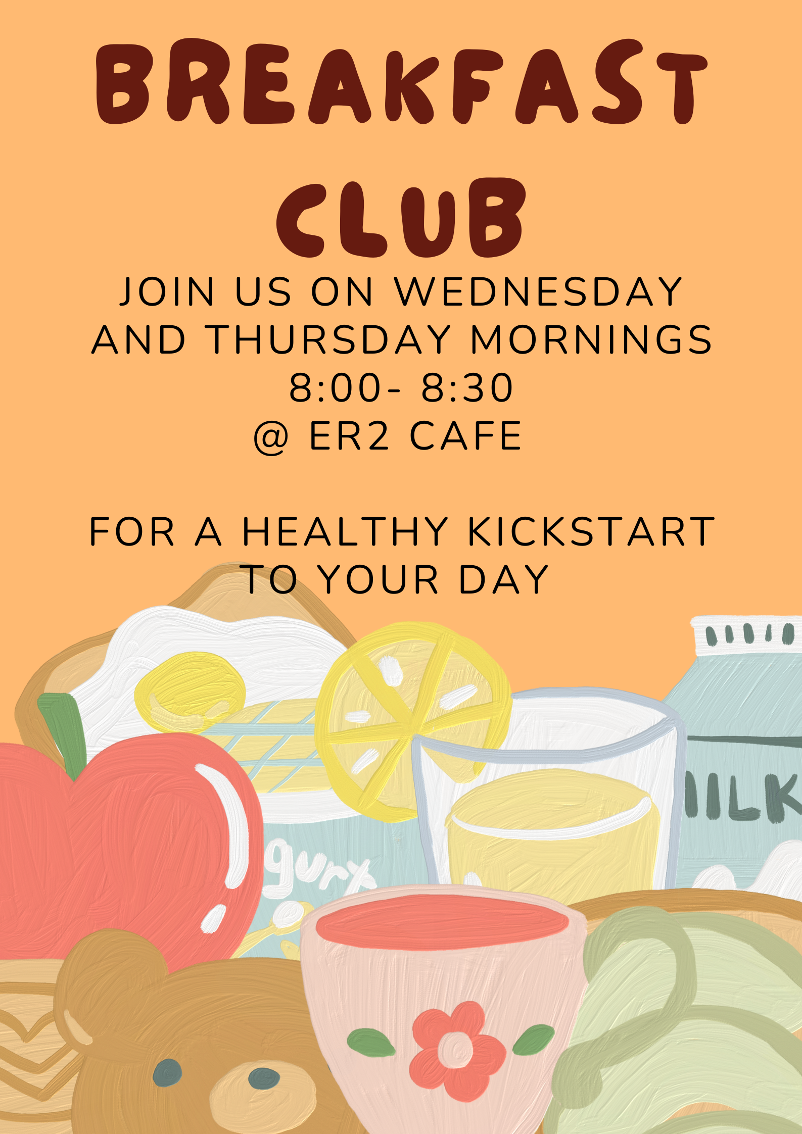 Students enjoying breakfast and connecting with friends