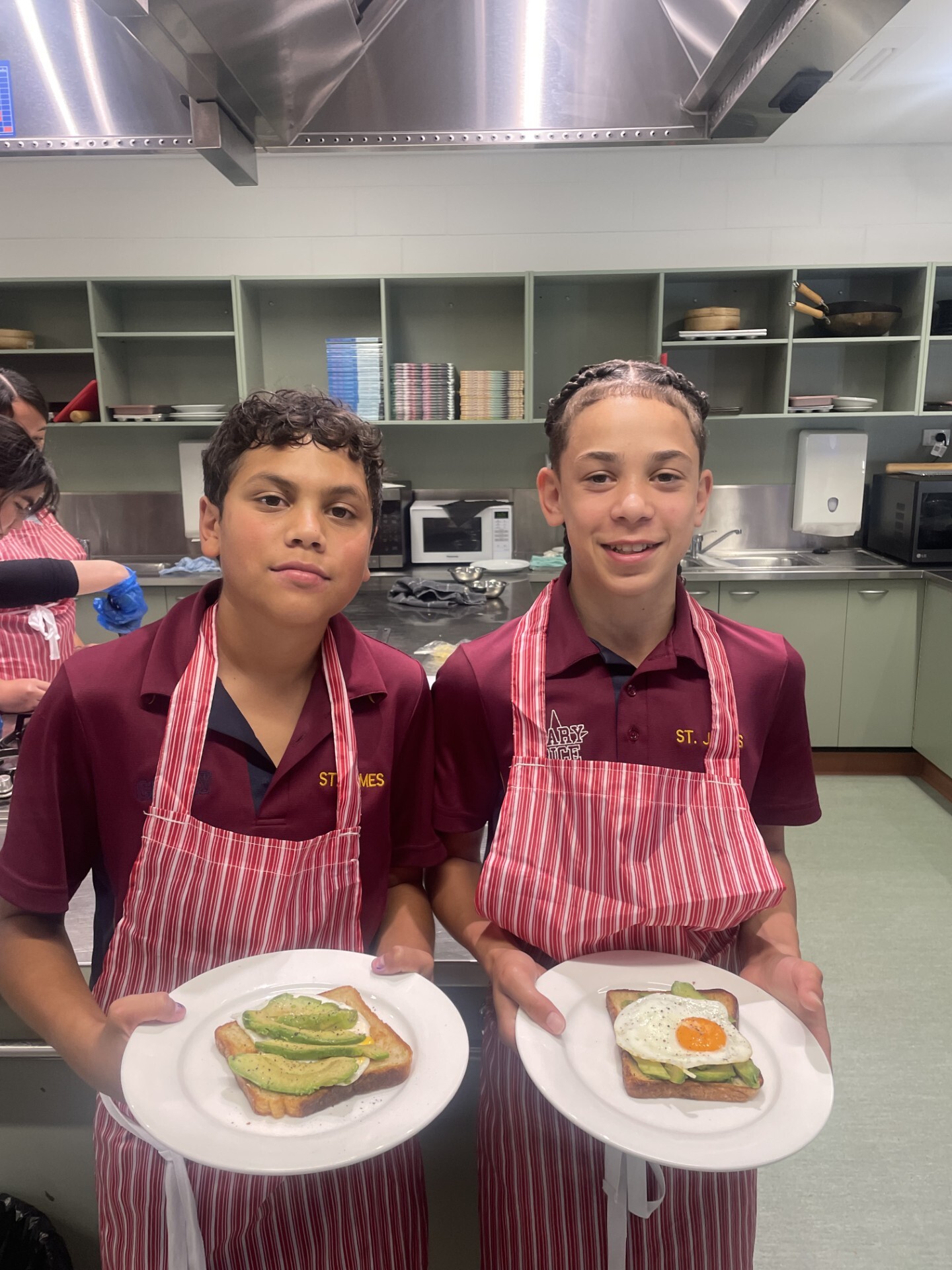 Teamwork in the kitchen during the Year 7 food tech class