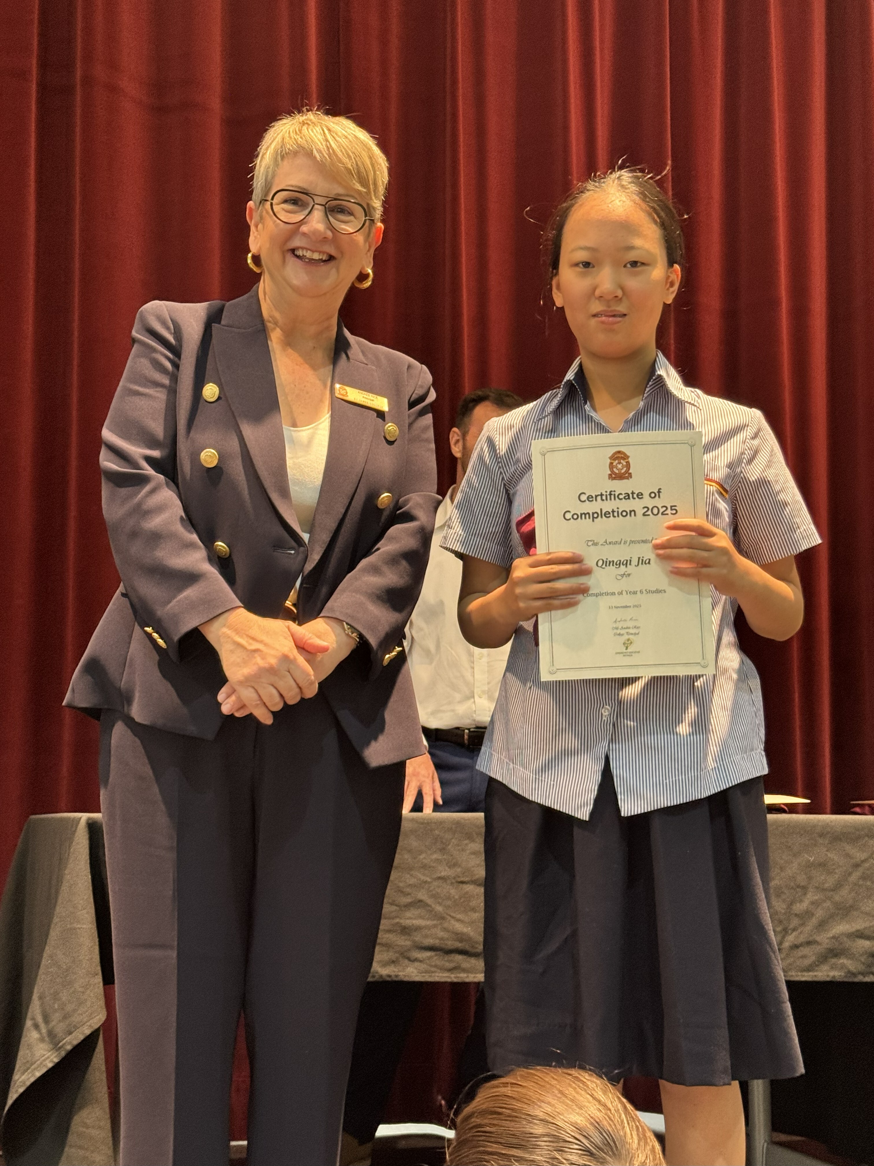 Students celebrating with family members