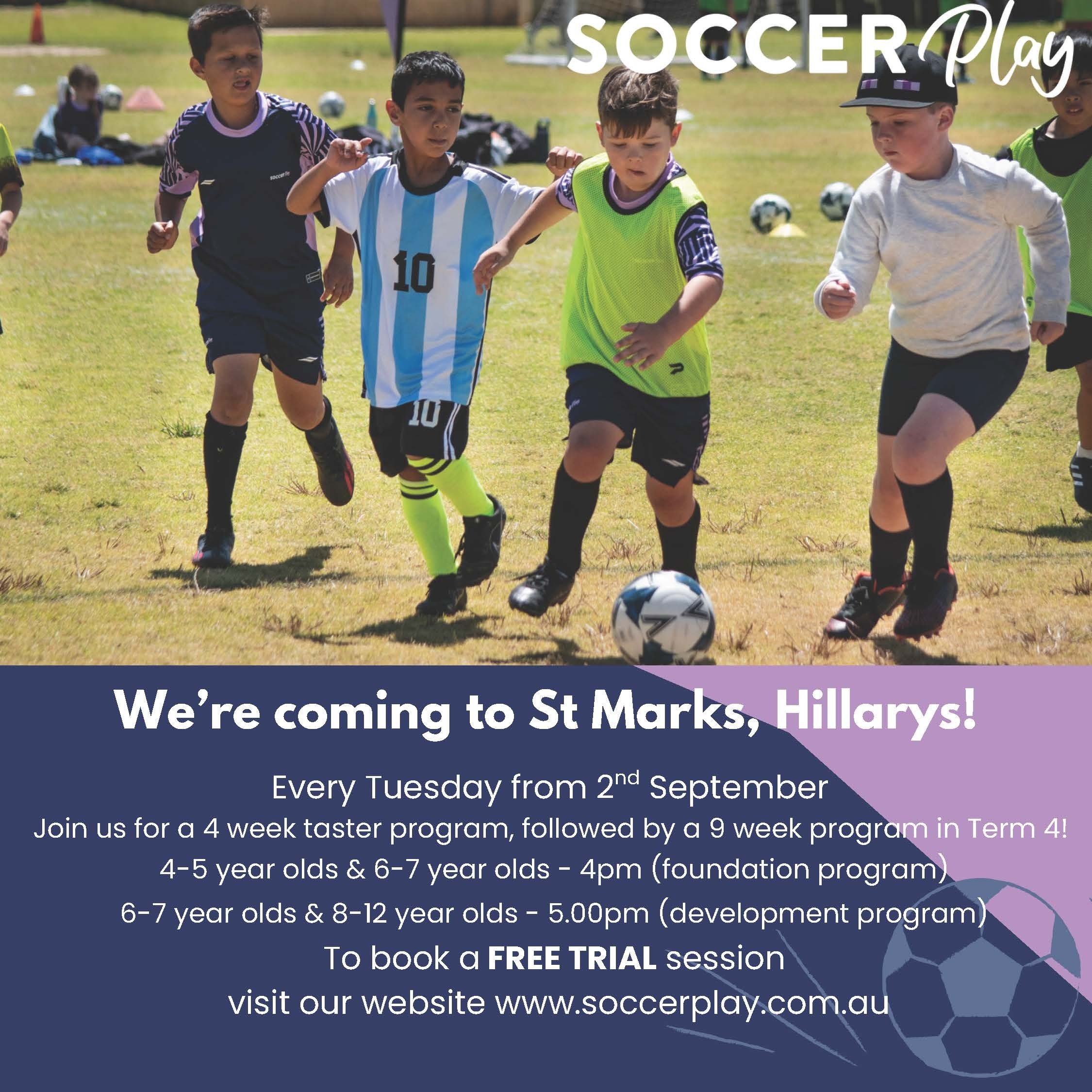 SoccerPlay at St Mark's from 2 September