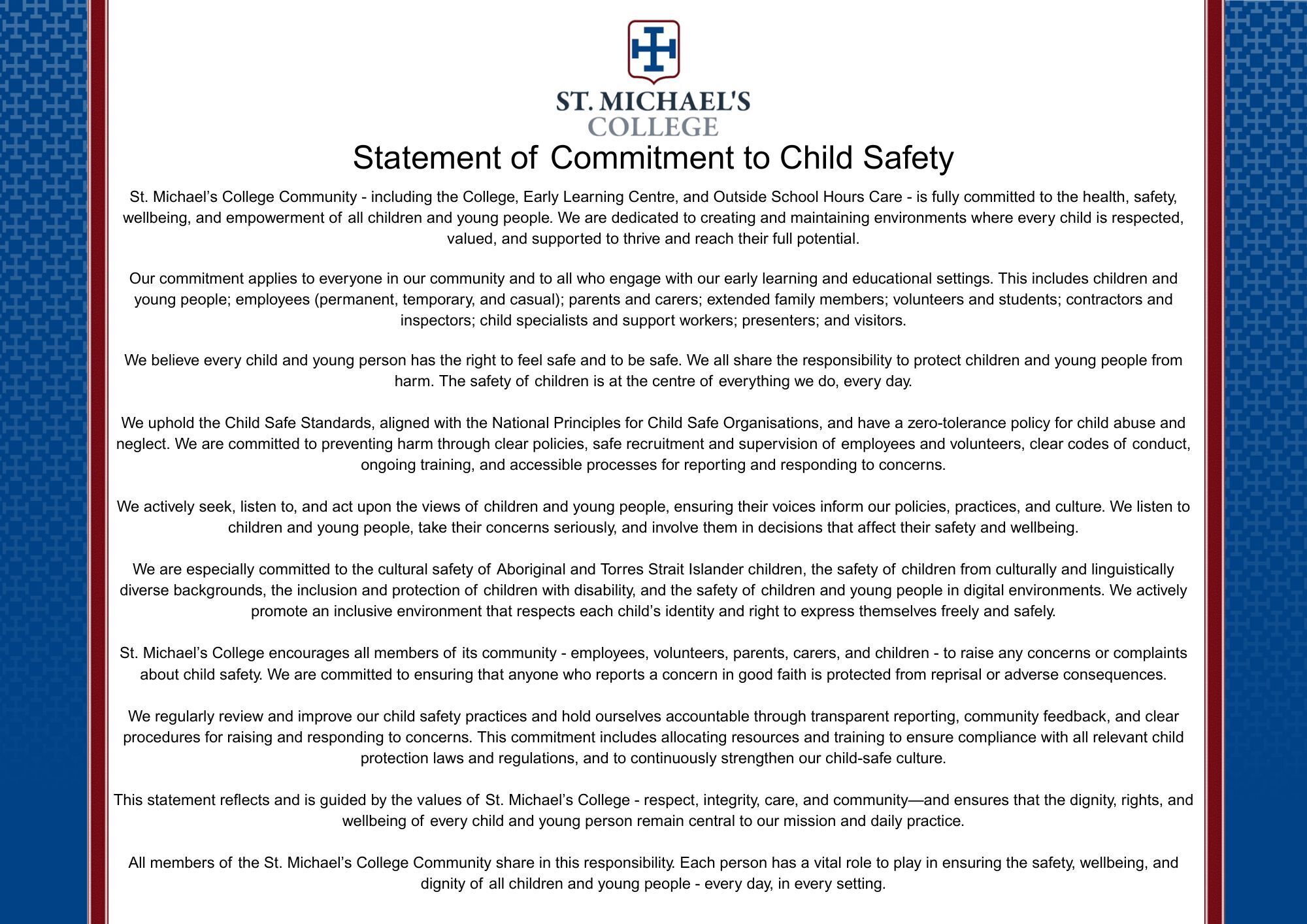 Statement of Commitment to Child Safety