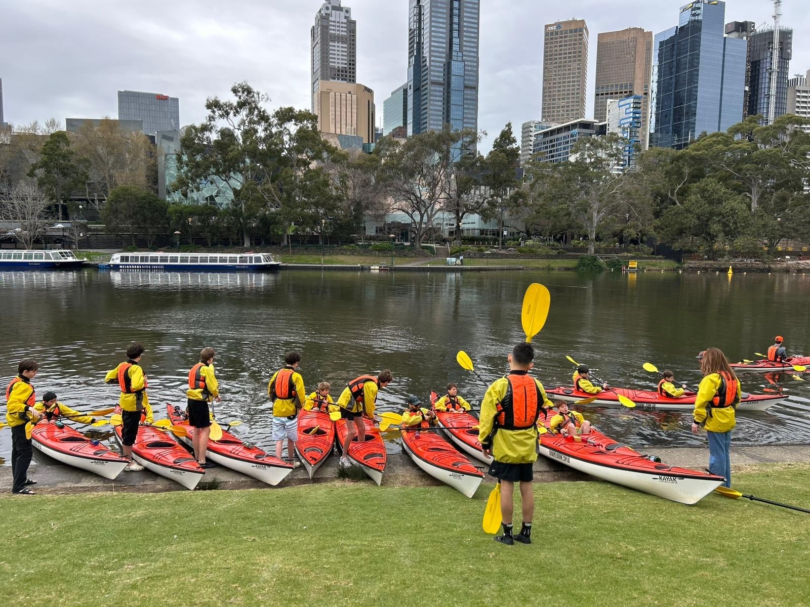senior school students enjoy kayaking on the yarra river in melbourne