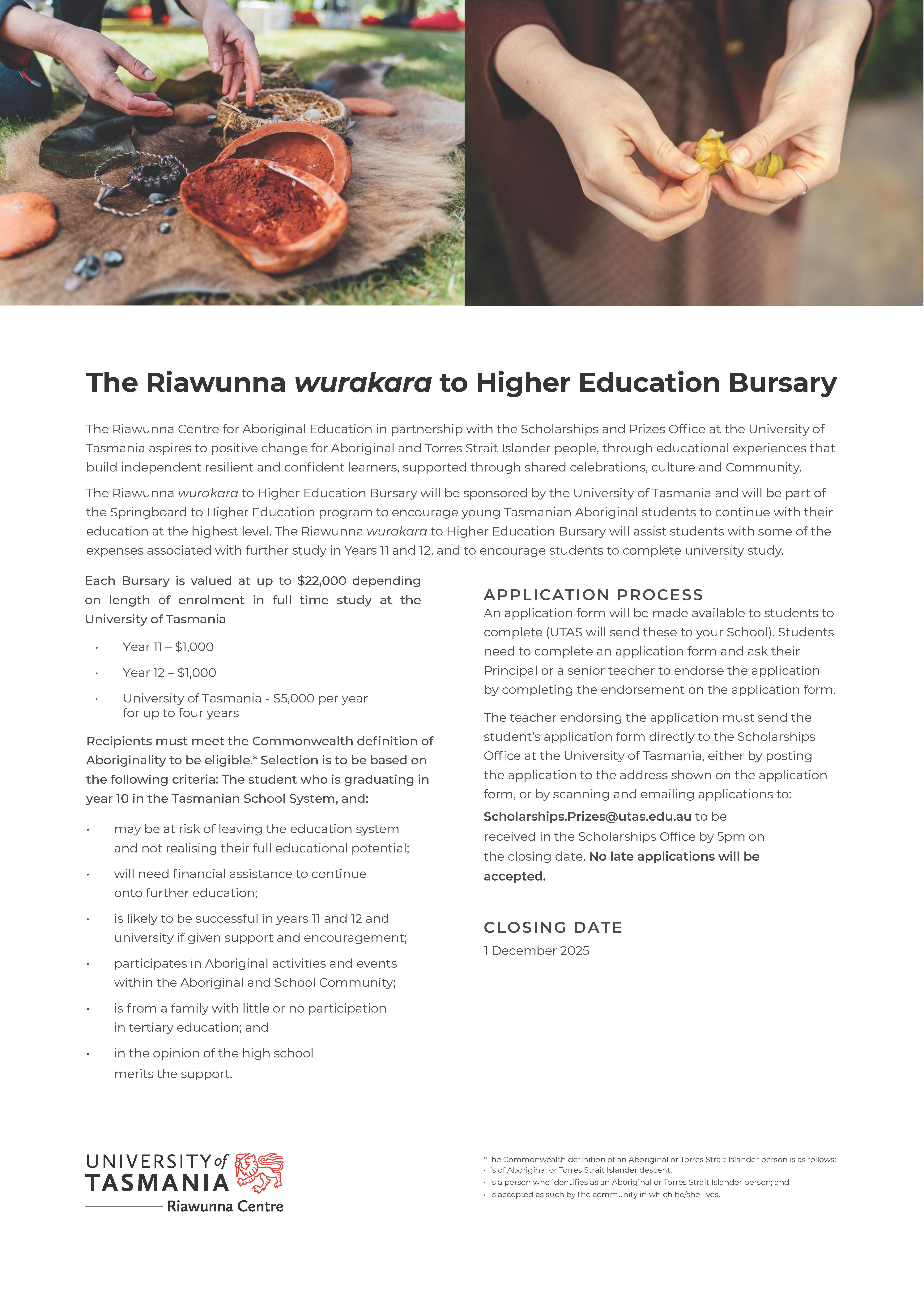 2025 Riawunna Bursary Flyer