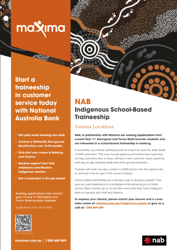 NAB Indigenous School-Based Traineeship NAB Indigenous School-Based Traineeship