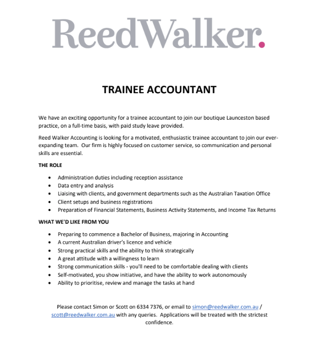 ReedWalker Trainee Accountant ReedWalker Trainee Accountant