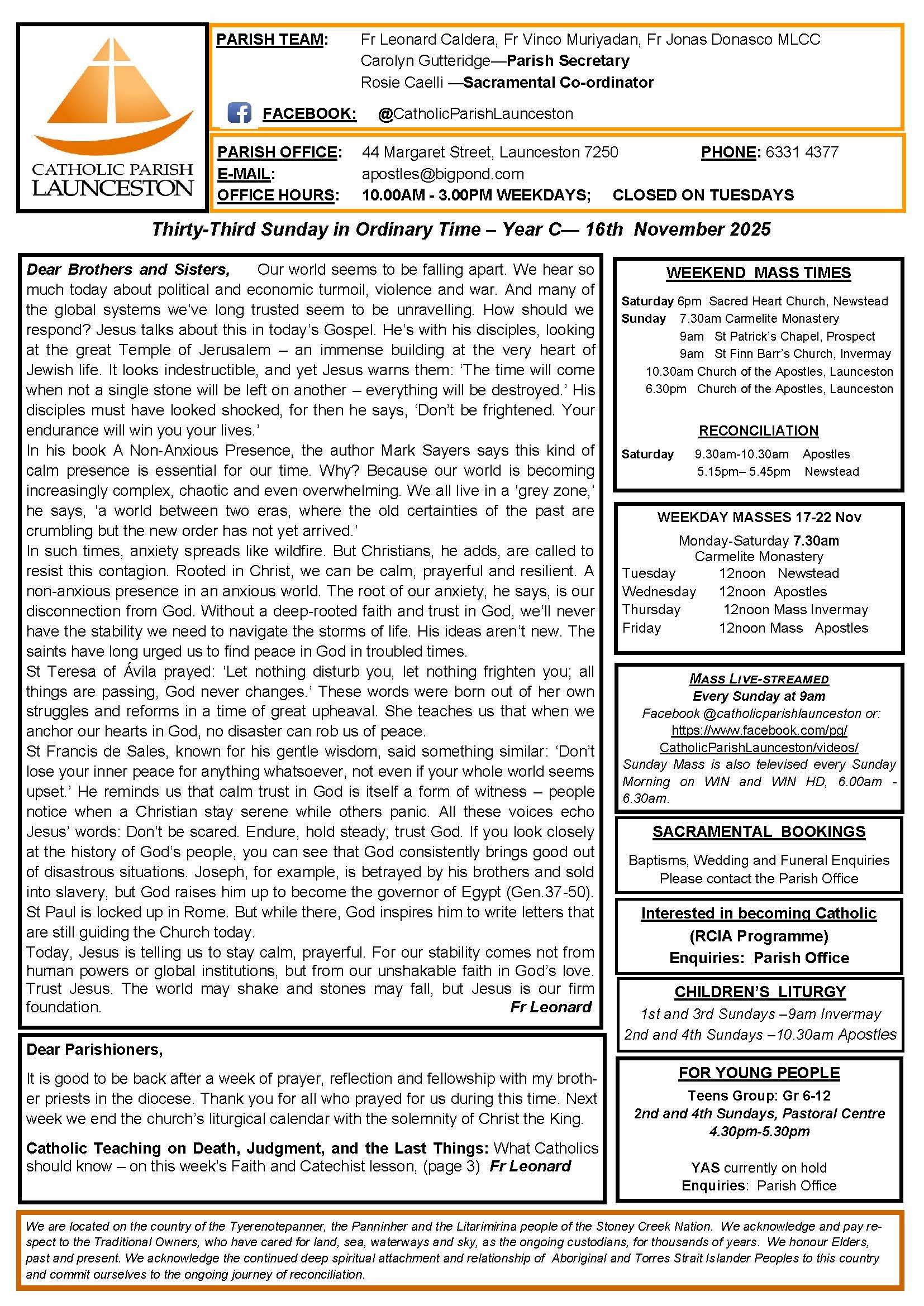 Parish Bulletin Issue 17 – Page 1