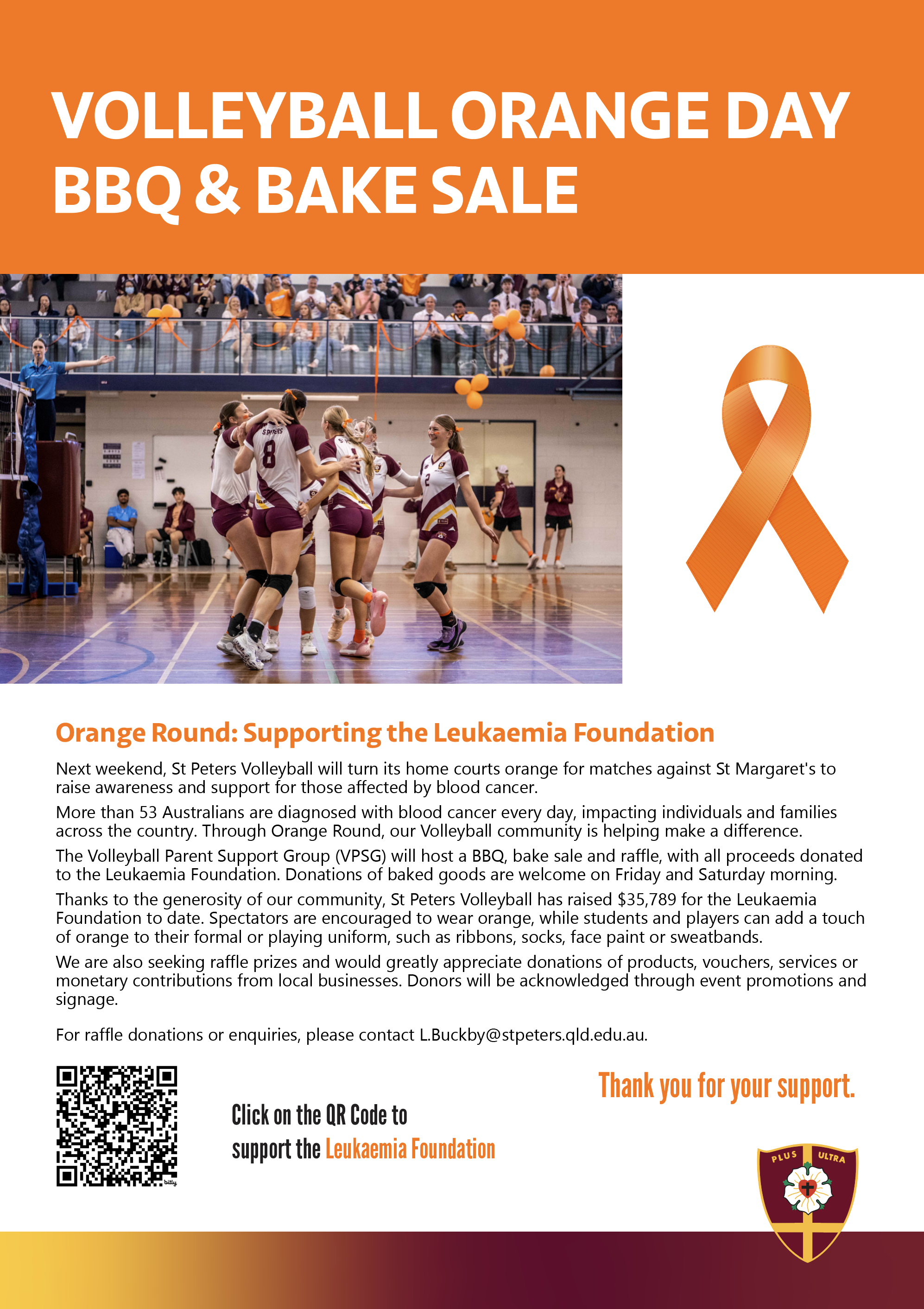 St Peters Girls Volleyball Orange Round