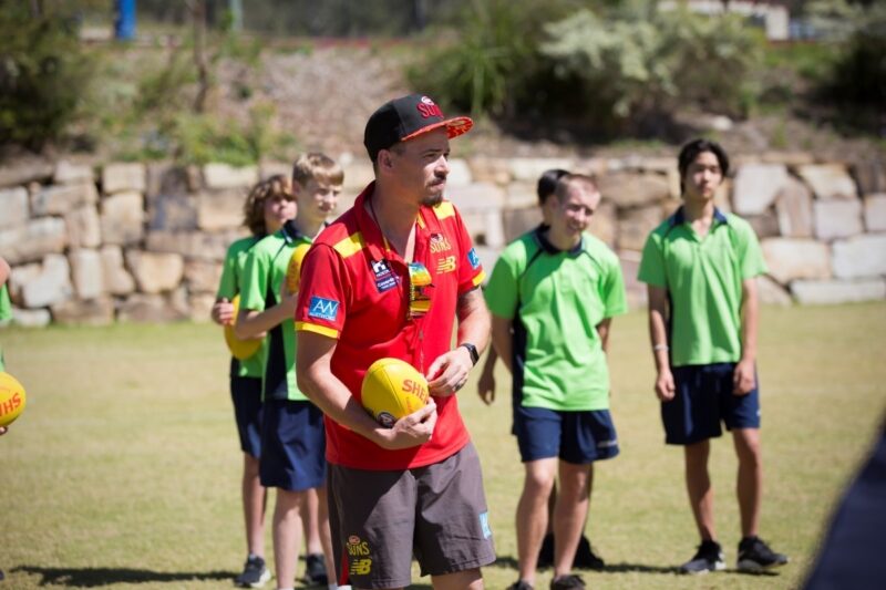 Harley Hollonds working with Silkwood School students